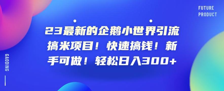23最新的企鹅小世界引流搞米项目！快速搞钱！新手可做！轻松日入300+【揭秘】-小齐资源库