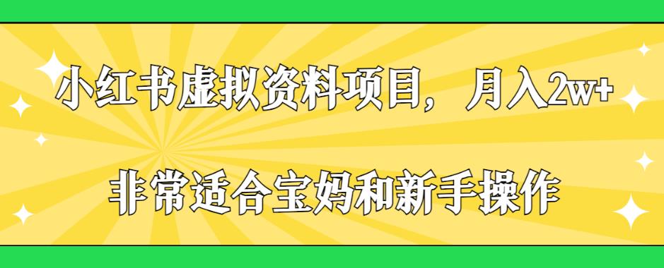小红书虚拟资料项目，月入2w+，非常适合宝妈和新手操作【揭秘】-小齐资源库