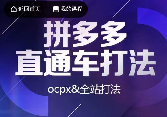 互力·拼多多直通车打法，ocpx&全站打法-小齐资源库