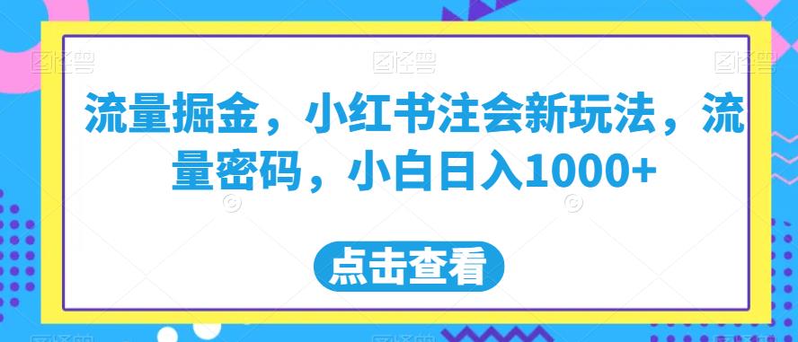 流量掘金，小红书注会新玩法，流量密码，小白日入1000+【揭秘】-小齐资源库