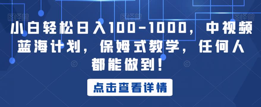 小白轻松日入100-1000，中视频蓝海计划，保姆式教学，任何人都能做到！【揭秘】-小齐资源库