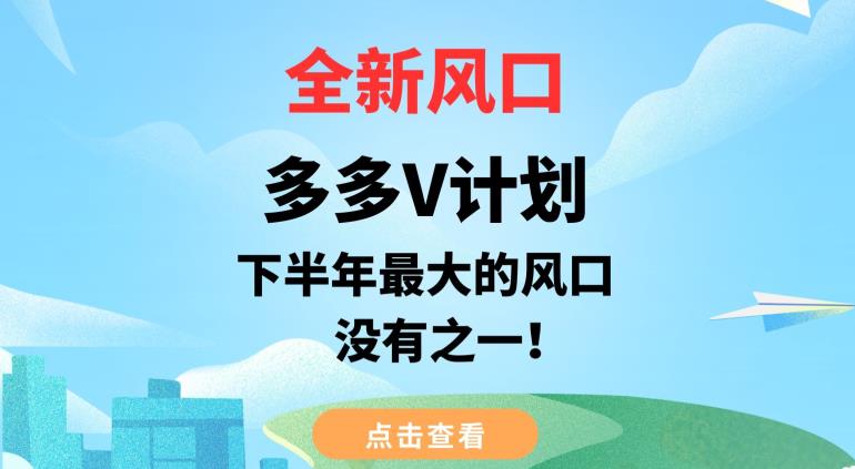 全新风口，多多V计划，下半年最大的风口项目，没有之一【揭秘】-小齐资源库