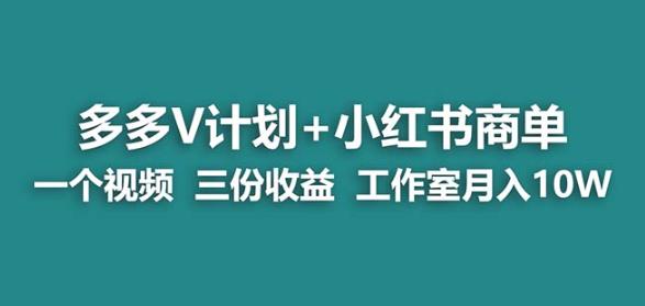 【蓝海项目】多多v计划+小红书商单一个视频三份收益工作室月入10w-小齐资源库