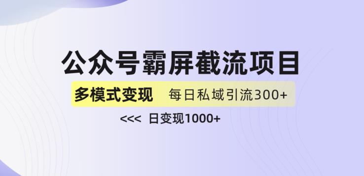 公众号霸屏截流项目+私域多渠道变现玩法，全网首发，日入1000+【揭秘】-小齐资源库