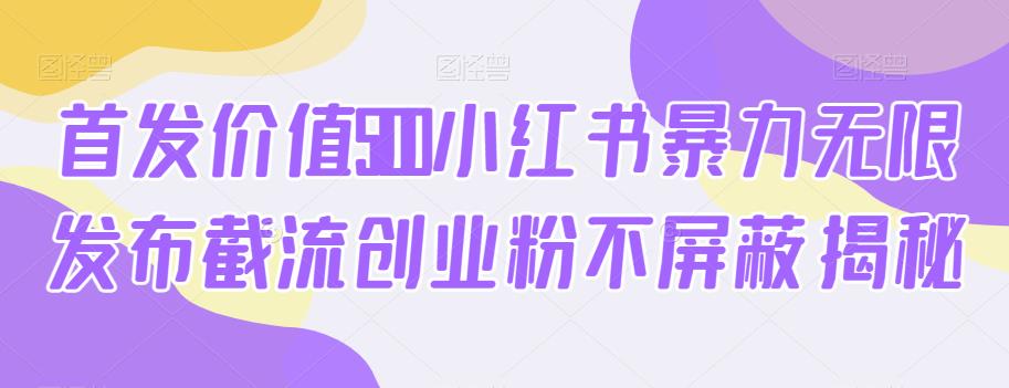 首发价值5100小红书暴力无限发布截流创业粉不屏蔽揭秘-小齐资源库