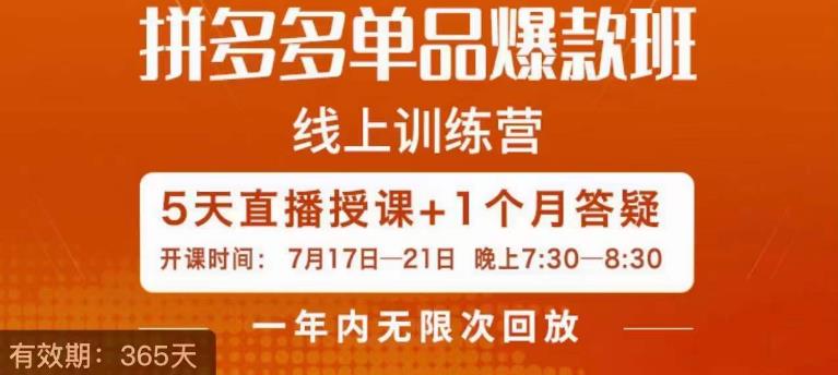钟辰·拼多多单品爆款班，一个拼多多超级爆款养一个团队-小齐资源库