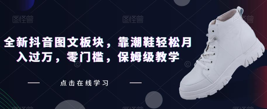 全新抖音图文板块，靠潮鞋轻松月入过万，零门槛，保姆级教学【揭秘】-小齐资源库