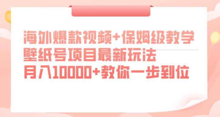 海外爆款视频+保姆级教学，壁纸号项目最新玩法，月入10000+教你一步到位【揭秘】-小齐资源库