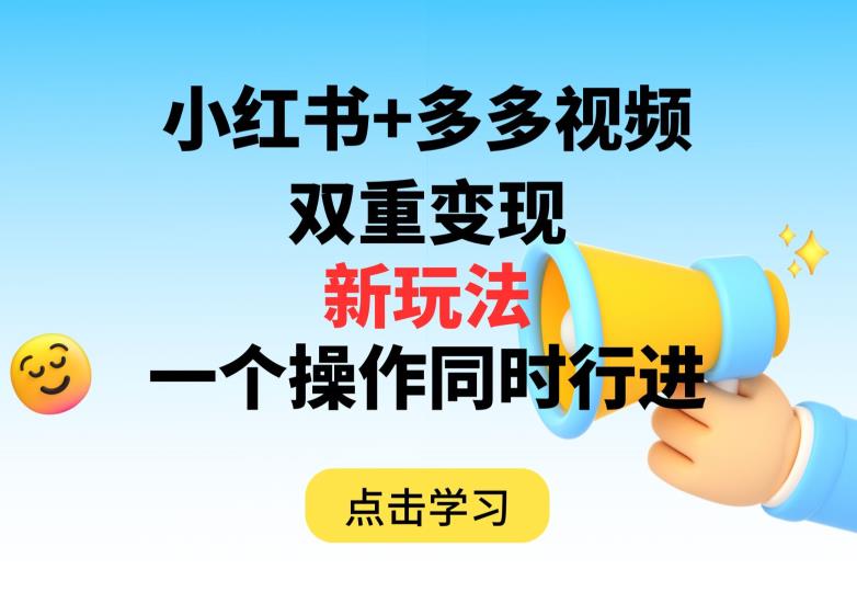 多多视频+小红书，双重变现新玩法，可同时进行【揭秘】-小齐资源库