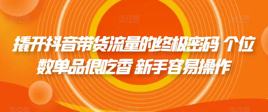 撬开抖音带货流量的终极密码 个位数单品很吃香 新手容易操作-小齐资源库