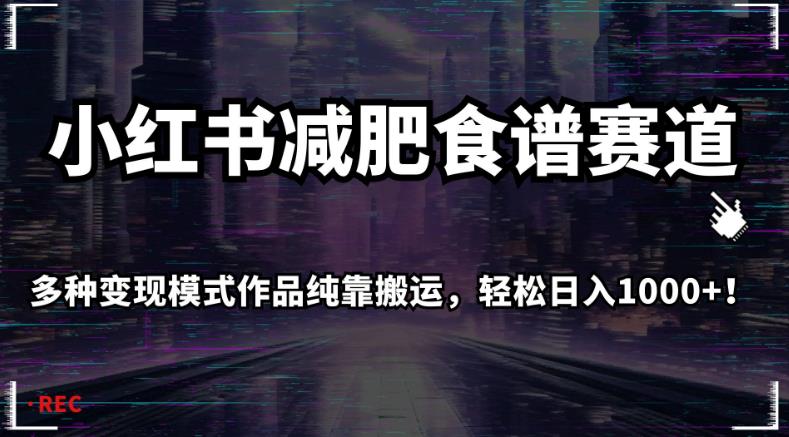小红书减肥食谱赛道，多种变现模式作品纯靠搬运，轻松日入1000+！【揭秘】-小齐资源库