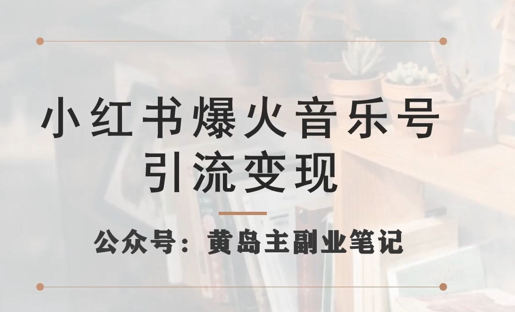 小红书爆火音乐号引流变现项目，视频版一条龙实操玩法分享给你-小齐资源库
