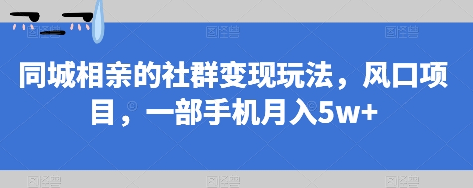 同城相亲的社群变现玩法，风口项目，一部手机月入5w+【揭秘】-小齐资源库