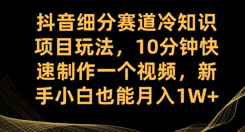 抖音细分赛道冷知识项目玩法，10分钟快速制作一个视频，新手小白也能月入1W+【揭秘】-小齐资源库