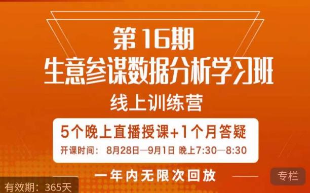 宁静·生意参谋数据分析学习班，解决商家4大痛点，学会分析数据，打造爆款！-小齐资源库