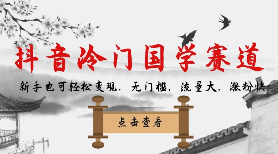 抖音冷门国学赛道，新手也可轻松变现，无门槛，流量大，涨粉快-小齐资源库