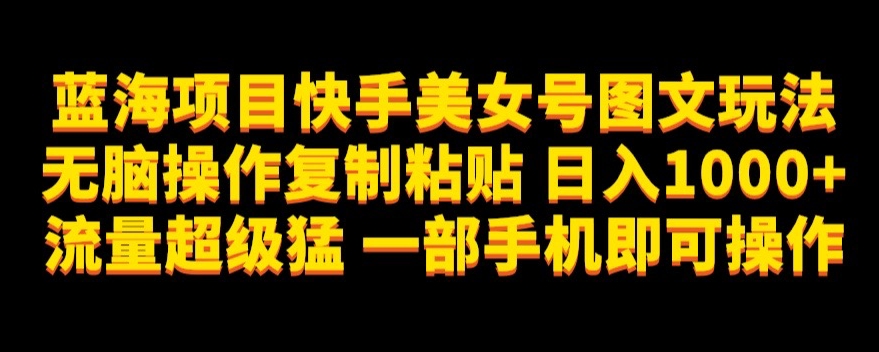 蓝海项目快手美女号图文玩法，无脑操作复制粘贴，日入1000+流量超级猛一部手机即可操作【揭秘】-小齐资源库