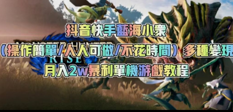 抖音快手蓝海小众（操作简单人人可做不花时间）多种变现月入2w＋暴利单机游戏教程-小齐资源库
