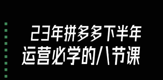 大牙·23年下半年拼多多运营必学的八节课（18节完整）-小齐资源库