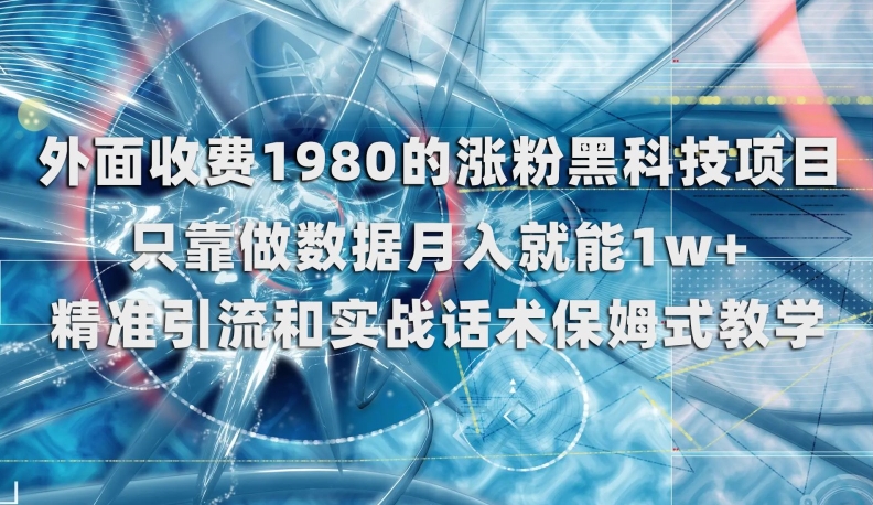 外面收费1980的涨粉黑科技项目，只靠做数据月入就能1w+【揭秘】-小齐资源库