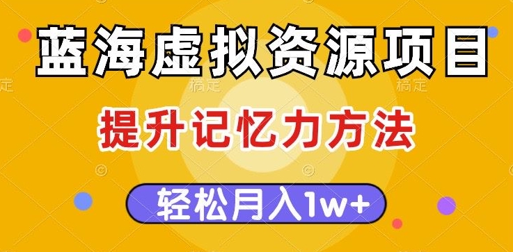 蓝海虚拟资源项目，提升记忆力方法，多种变现方式，轻松月入1w+【揭秘】-小齐资源库