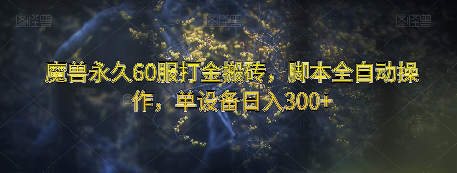 魔兽永久60服打金搬砖，脚本全自动操作，单设备日入300+【揭秘】-小齐资源库