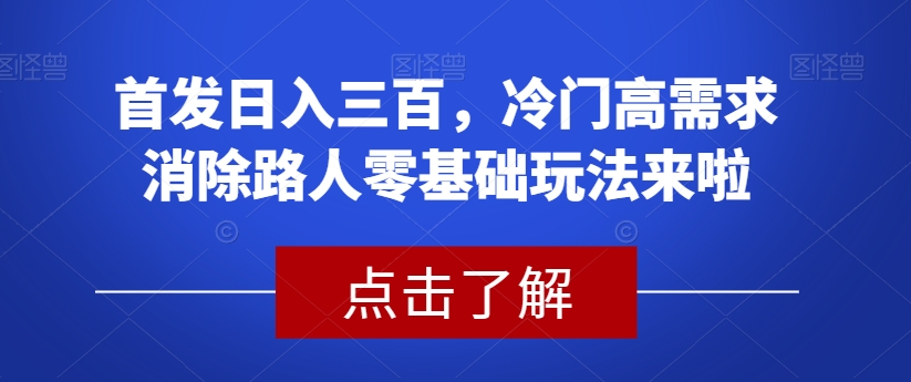 首发日入三百，冷门高需求消除路人零基础玩法来啦【揭秘】-小齐资源库