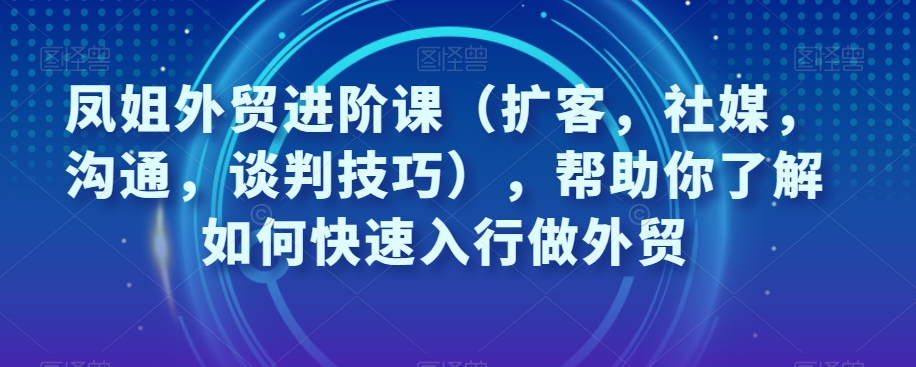 凤姐外贸进阶课（扩客，社媒，沟通，谈判技巧），帮助你了解如何快速入行做外贸-小齐资源库
