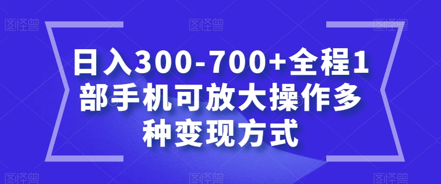 日入300-700+全程1部手机可放大操作多种变现方式【揭秘】-小齐资源库