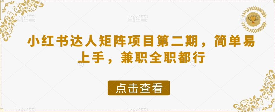 小红书达人矩阵项目第二期，简单易上手，兼职全职都行-小齐资源库