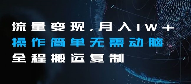 流量变现，月入1W+操作简单无需动脑全程搬运复制【揭秘】-小齐资源库