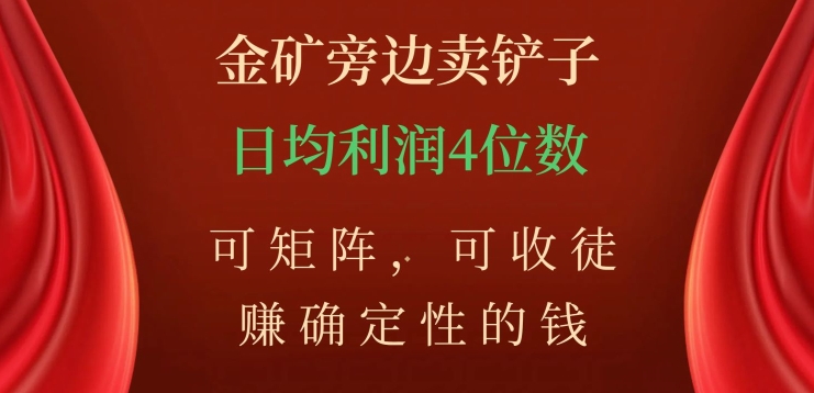 金矿旁边卖铲子，赚确定性的钱，可矩阵，可收徒，日均利润4位数【揭秘】-小齐资源库