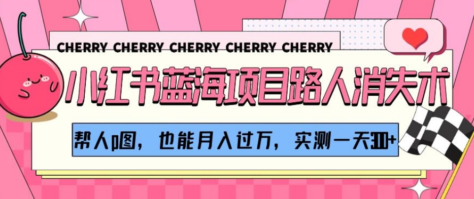 小红书蓝海项目路人消失术，帮人p图，也能月入过万，实测一天300+【揭秘】-小齐资源库