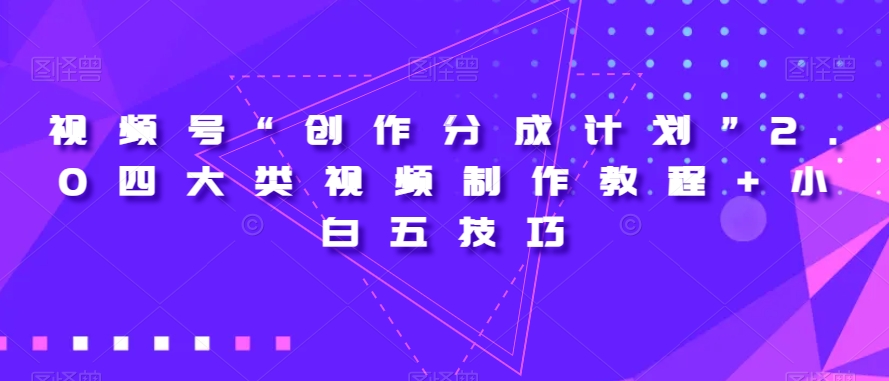 视频号“创作分成计划”2.0四大类视频制作教程+小白五技巧【揭秘】-小齐资源库