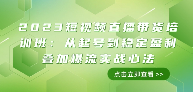 2023短视频直播带货培训班：从起号到稳定盈利叠加爆流实战心法（11节课）-小齐资源库