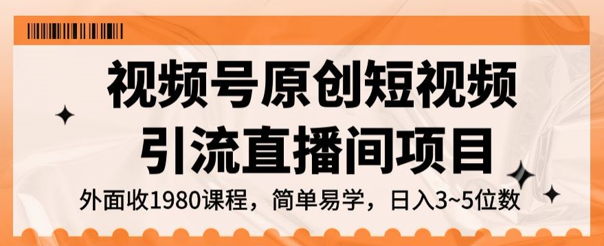 视频号原创短视频引流直播间项目，日入3~5五位数【揭秘】-小齐资源库