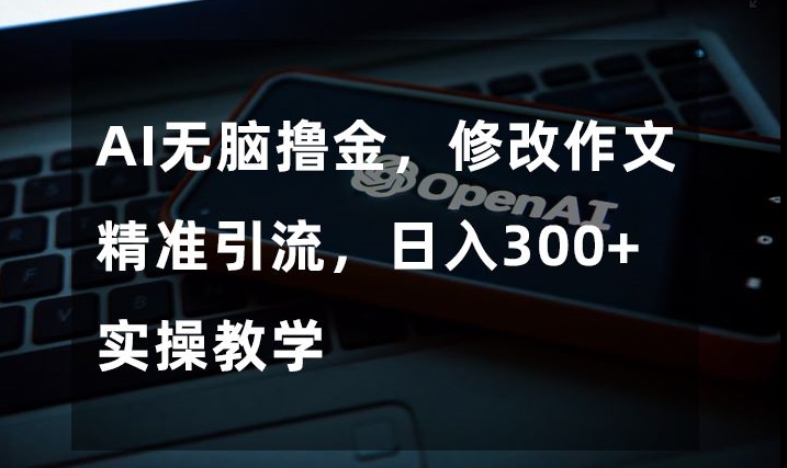 AI无脑撸金，修改作文精准引流，日入300+，实操教学【揭秘】-小齐资源库