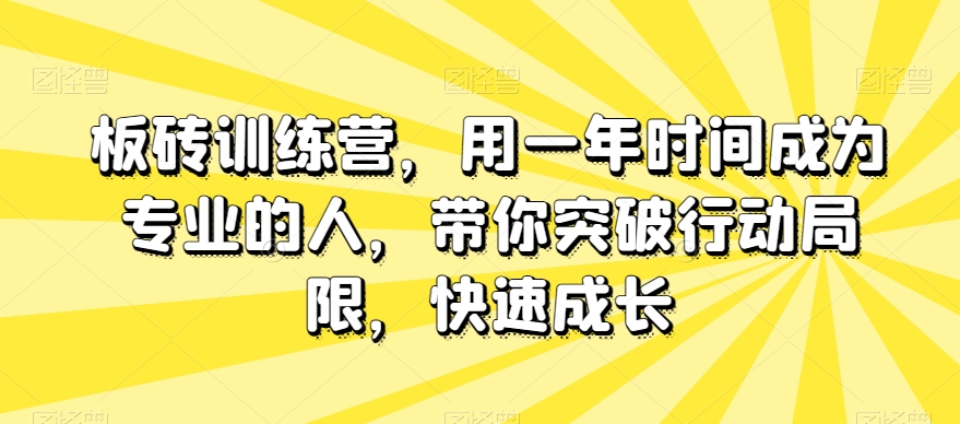 板砖训练营，用一年时间成为专业的人，带你突破行动局限，快速成长-小齐资源库