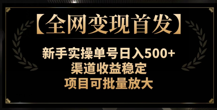 【全网变现首发】新手实操单号日入500+，渠道收益稳定，项目可批量放大【揭秘】-小齐资源库