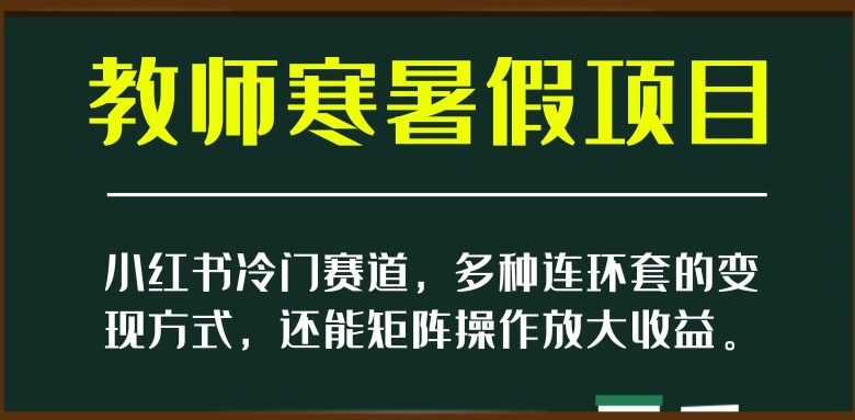 小红书冷门赛道，教师寒暑假项目，多种连环套的变现方式，还能矩阵操作放大收益【揭秘】-小齐资源库