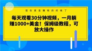 每天观看30分钟视频，一月躺赚1000+美金！保姆级教程，可放大操作【揭秘】-小齐资源库
