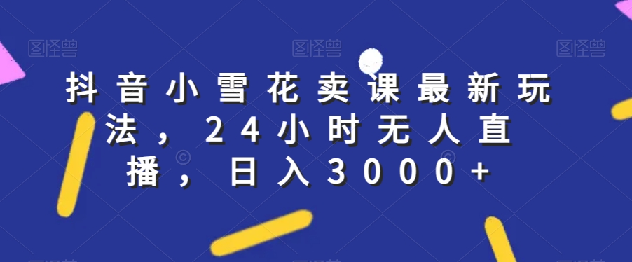 抖音小雪花卖课最新玩法，24小时无人直播，日入3000+【揭秘】-小齐资源库