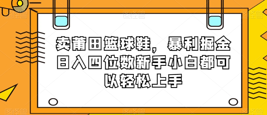 卖莆田篮球鞋，暴利掘金日入四位数新手小白都可以轻松上手【揭秘】-小齐资源库