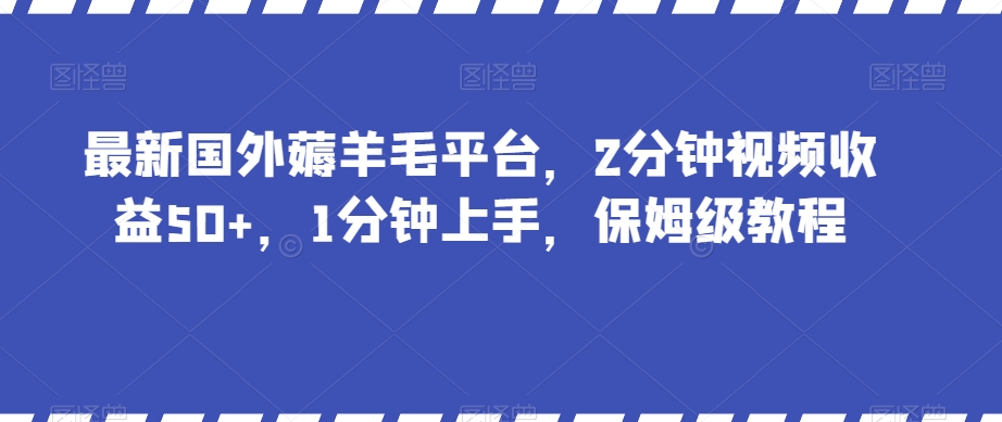 最新国外薅羊毛平台，2分钟视频收益50+，1分钟上手，保姆级教程【揭秘】-小齐资源库