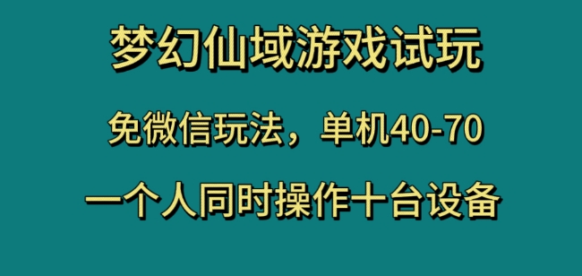 梦幻仙域游戏试玩，免微信玩法，单机40-70，一个人同时操作十台设备【揭秘】-小齐资源库