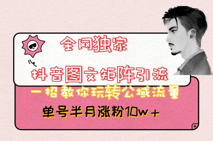 全网独家抖音图文矩阵引流，一招教你玩转公域流量，单号半月涨粉10w+【揭秘】-小齐资源库