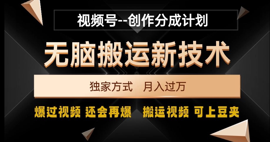 视频号无脑搬运新技术，破原创壕流量，独家方式，爆过视频，还会再爆【揭秘】-小齐资源库