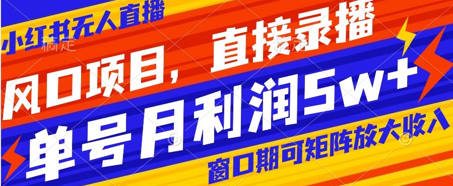 风口项目，小红书无人直播带货，直接录播，可矩阵，月入5w+【揭秘】-小齐资源库