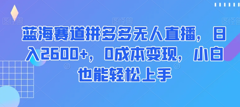 蓝海赛道拼多多无人直播，日入2600+，0成本变现，小白也能轻松上手【揭秘】-小齐资源库