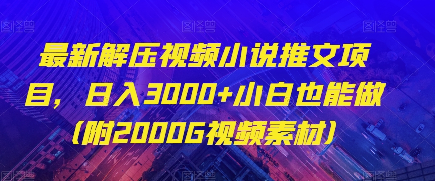 最新解压视频小说推文项目，日入3000+小白也能做（附2000G视频素材）【揭秘】-小齐资源库